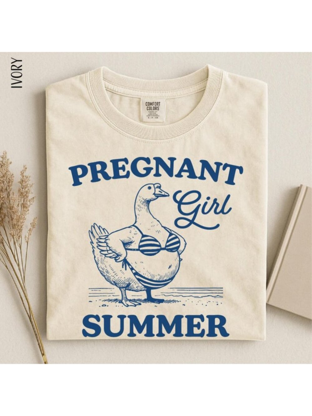 Pregnant Girl Summer T-Shirt, Summer Goose T-Shirt, Cute Pregnancy Gift